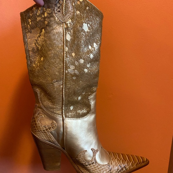 Para Raio Gold Leather cowboy boots. Size 10. Brand new never been worn. - Picture 2 of 7